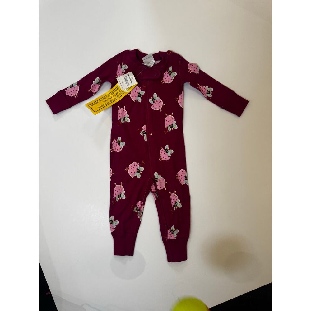 Hanna Andersson Baby 3-6 Month Magenta Fairy Zipper Pajamas Onesie baby shower